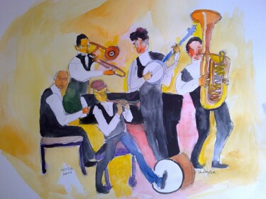 Pintura titulada "Jazz-band" por Janna Shulrufer, Obra de arte original, Acuarela