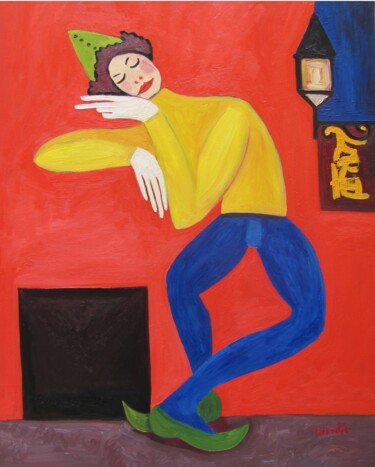 Peinture intitulée "The Clown" par Janna Shulrufer, Œuvre d'art originale, Huile