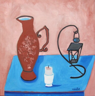 Painting titled "Still life with can…" by Janna Shulrufer, Original Artwork, Oil