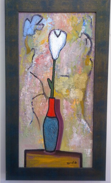 Картина под названием "Flower" - Janna Shulrufer, Подлинное произведение искусства, Масло