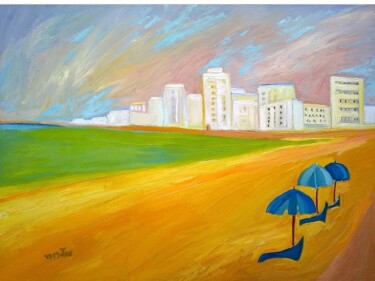 Peinture intitulée "Sea in Tel-Aviv" par Janna Shulrufer, Œuvre d'art originale, Huile