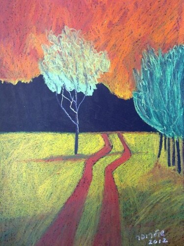Dessin intitulée "Landscape" par Janna Shulrufer, Œuvre d'art originale, Pastel