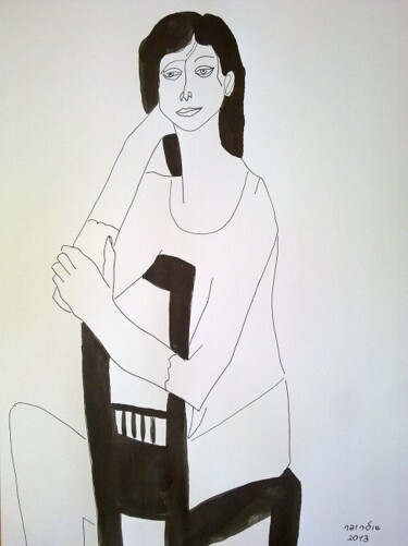 Disegno intitolato "Portrait 1" da Janna Shulrufer, Opera d'arte originale, Penna gel