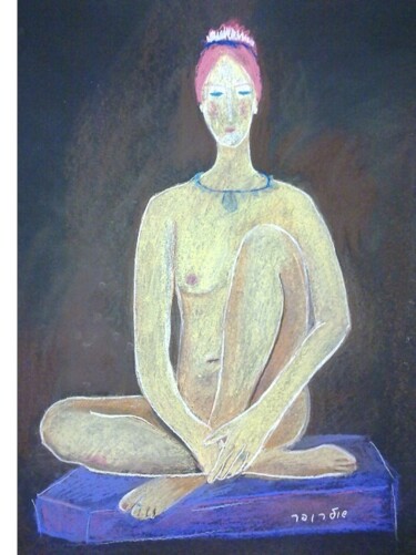 Рисунок под названием "Nude 1" - Janna Shulrufer, Подлинное произведение искусства, Пастель