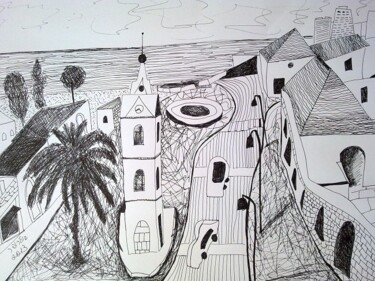 Rysunek zatytułowany „View to Tel-Aviv” autorstwa Janna Shulrufer, Oryginalna praca, Inny