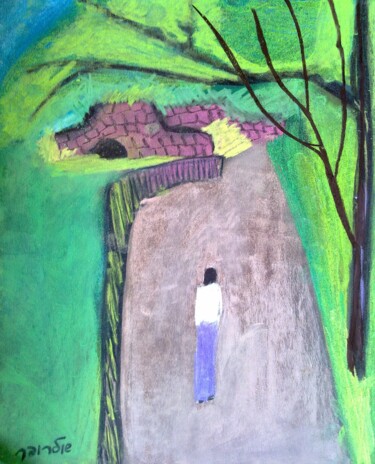 Disegno intitolato "In the park" da Janna Shulrufer, Opera d'arte originale, Pastello