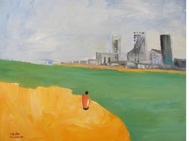 Malerei mit dem Titel "On the beach" von Janna Shulrufer, Original-Kunstwerk, Öl