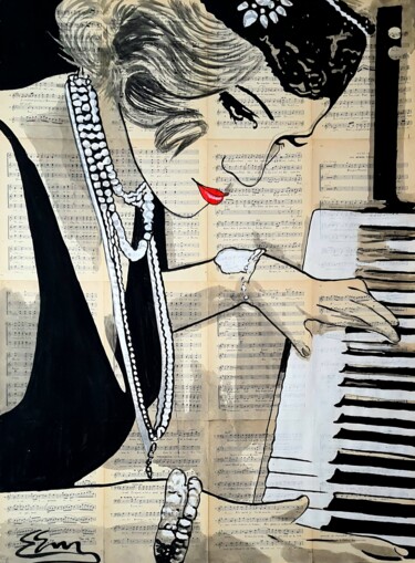 Painting titled "pianista" by Jan Noah, Original Artwork, Acrylic