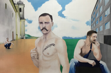 Malarstwo zatytułowany „Break at work” autorstwa Janos Kujbus, Oryginalna praca, Olej