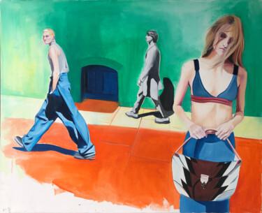 Pintura titulada "People on the street" por Janos Kujbus, Obra de arte original, Oleo Montado en Bastidor de camilla de made…
