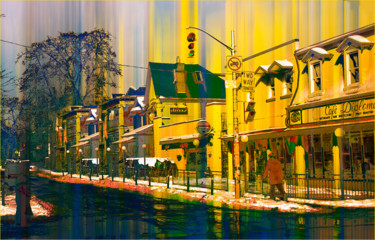 Arte digitale intitolato "STREETSCAPE - OLD T…" da Janos Gardonyi, Opera d'arte originale, Pittura digitale