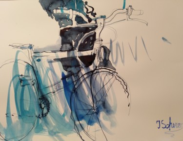 Pintura intitulada "Fahrrad" por Jana Scherer, Obras de arte originais, Aquarela