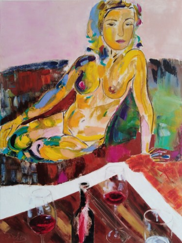 Malerei mit dem Titel "Wein" von Jana Scherer, Original-Kunstwerk, Öl