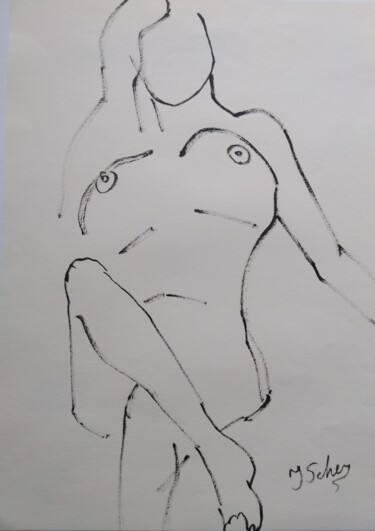 Drawing titled "Akt 7" by Jana Scherer, Original Artwork, Ink