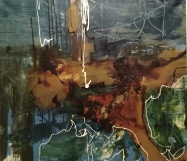 Malerei mit dem Titel "Grüne Fantasy" von Jana Scherer, Original-Kunstwerk, Acryl