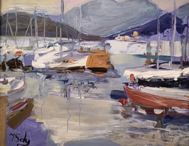 Painting titled "Porto Portese" by Jana Scherer, Original Artwork, Oil