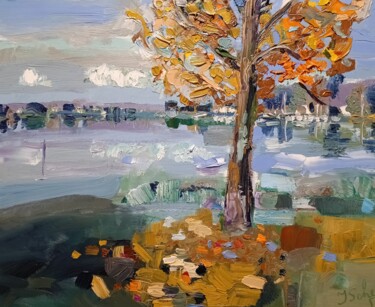 Schilderij getiteld "Herbst am Bodensee" door Jana Scherer, Origineel Kunstwerk, Olie