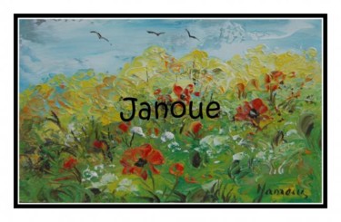 Peinture intitulée "champ fleuri" par Janoue, Œuvre d'art originale