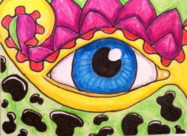 Peinture intitulée "Psychedelic eye" par Janet Robson, Œuvre d'art originale