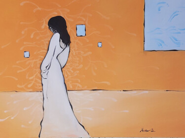 绘画 标题为“В ожидании” 由Jans Sergei, 原创艺术品, 油 安装在木质担架架上