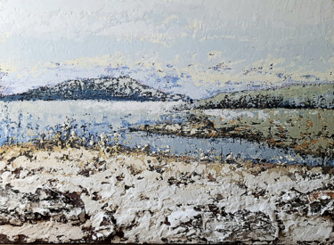 Картина под названием "Горное озеро" - Jans Sergei, Подлинное произведение искусства, Акрил Установлен на Деревянная рама дл…