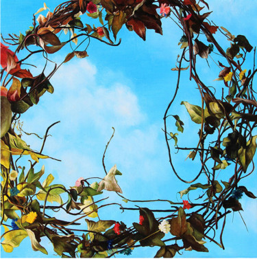 Painting titled "Ivy wreath" by Bozena Janska, Original Artwork, Oil
