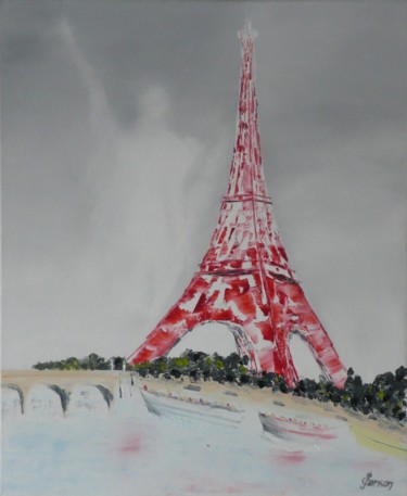 Painting titled "167-eiffel" by Gilles Janson, Original Artwork, Oil