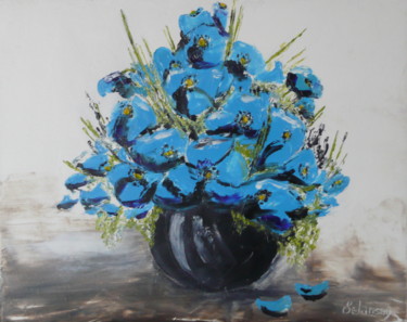 Painting titled "06-charme-bleu" by Gilles Janson, Original Artwork, Oil