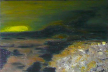 Painting titled "66 Aurore boreale" by Gilles Janson, Original Artwork, Oil