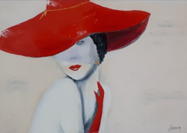 Peinture intitulée "219 Femme au chapea…" par Gilles Janson, Œuvre d'art originale, Huile