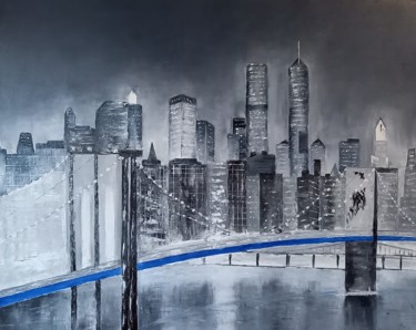 Painting titled "241 Brooklyn Bleu" by Gilles Janson, Original Artwork, Oil