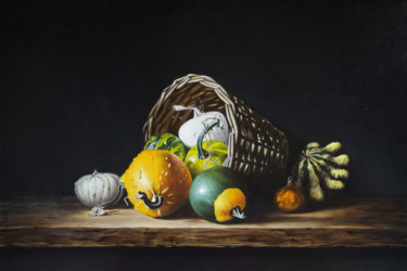 Painting titled "Still life lying ba…" by Jan Teunissen, Original Artwork, Oil Mounted on Wood Panel