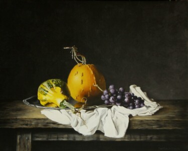 Pittura intitolato "Pumpkins and grapes…" da Jan Teunissen, Opera d'arte originale, Olio