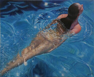 Schilderij getiteld "Sirena" door Janto Garrucho, Origineel Kunstwerk, Olie