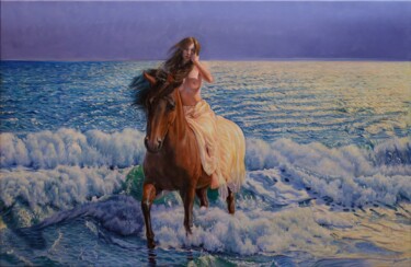 Painting titled "Paseo entre olas" by Janto Garrucho, Original Artwork, Oil