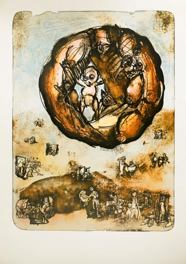 Incisioni, stampe intitolato "Geometrical Tryptic…" da Rostislav Riha, Opera d'arte originale, Litografia