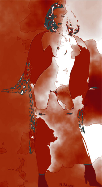 Arts numériques intitulée "Akt sepia 1" par Janusz Klas (El Polaco), Œuvre d'art originale, Peinture numérique