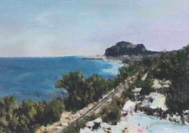 Malarstwo zatytułowany „Włochy wybrzeże w d…” autorstwa Janusz Klas (El Polaco), Oryginalna praca, Akwarela