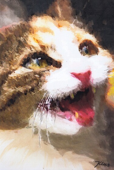 Malarstwo zatytułowany „Kot” autorstwa Janusz Klas (El Polaco), Oryginalna praca, Akwarela