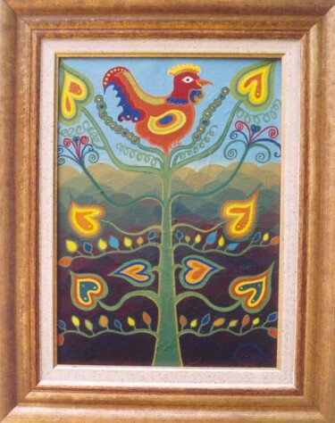Painting titled "L'arbre du bonheur" by Janusz Malik, Original Artwork