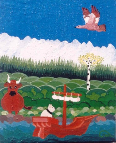 Peinture intitulée "Le navigateur" par Janusz Malik, Œuvre d'art originale