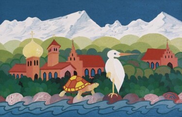 Painting titled "The Ptaszkawa river" by Janusz Malik, Original Artwork