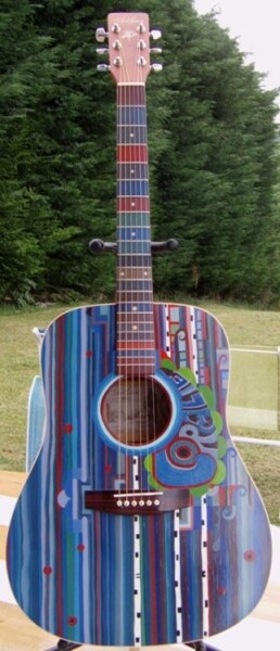 Painting titled "Coralie, une guitar…" by Janusz Malik, Original Artwork