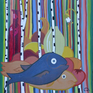 Painting titled "un peu de poisson ?" by Janusz Malik, Original Artwork, Oil