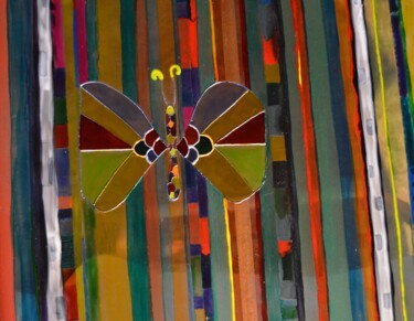 Peinture intitulée "détail 1-vitrail sa…" par Janusz Malik, Œuvre d'art originale