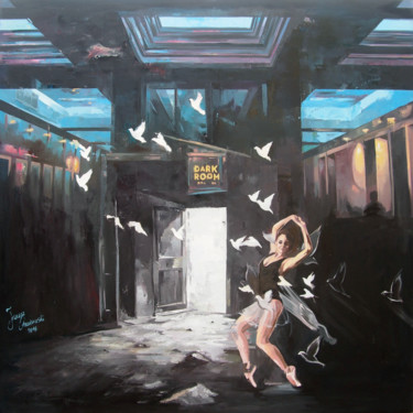 Painting titled "Dark Room" by Janusz Orzechowski, Original Artwork, Oil