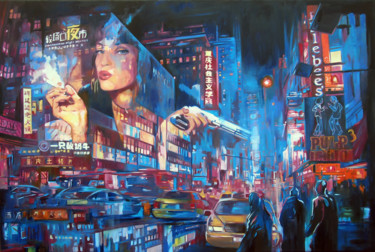 Картина под названием "Skyline 2119" - Janusz Orzechowski, Подлинное произведение искусства, Масло