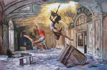 Peinture intitulée "An interrupted musi…" par Janusz Orzechowski, Œuvre d'art originale, Huile