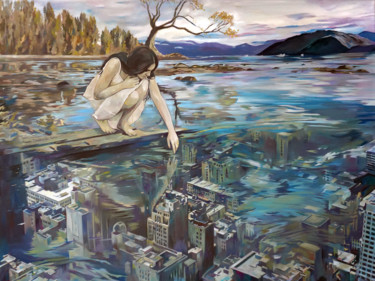 Картина под названием "Global Warming" - Janusz Orzechowski, Подлинное произведение искусства, Масло Установлен на Деревянна…