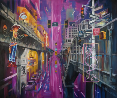 Skyline 2219 Ζωγραφική με τίτλο "Skyline 2219" από Janusz Orzechowski, Αυθεντικά έργα τέχνης, Λάδι